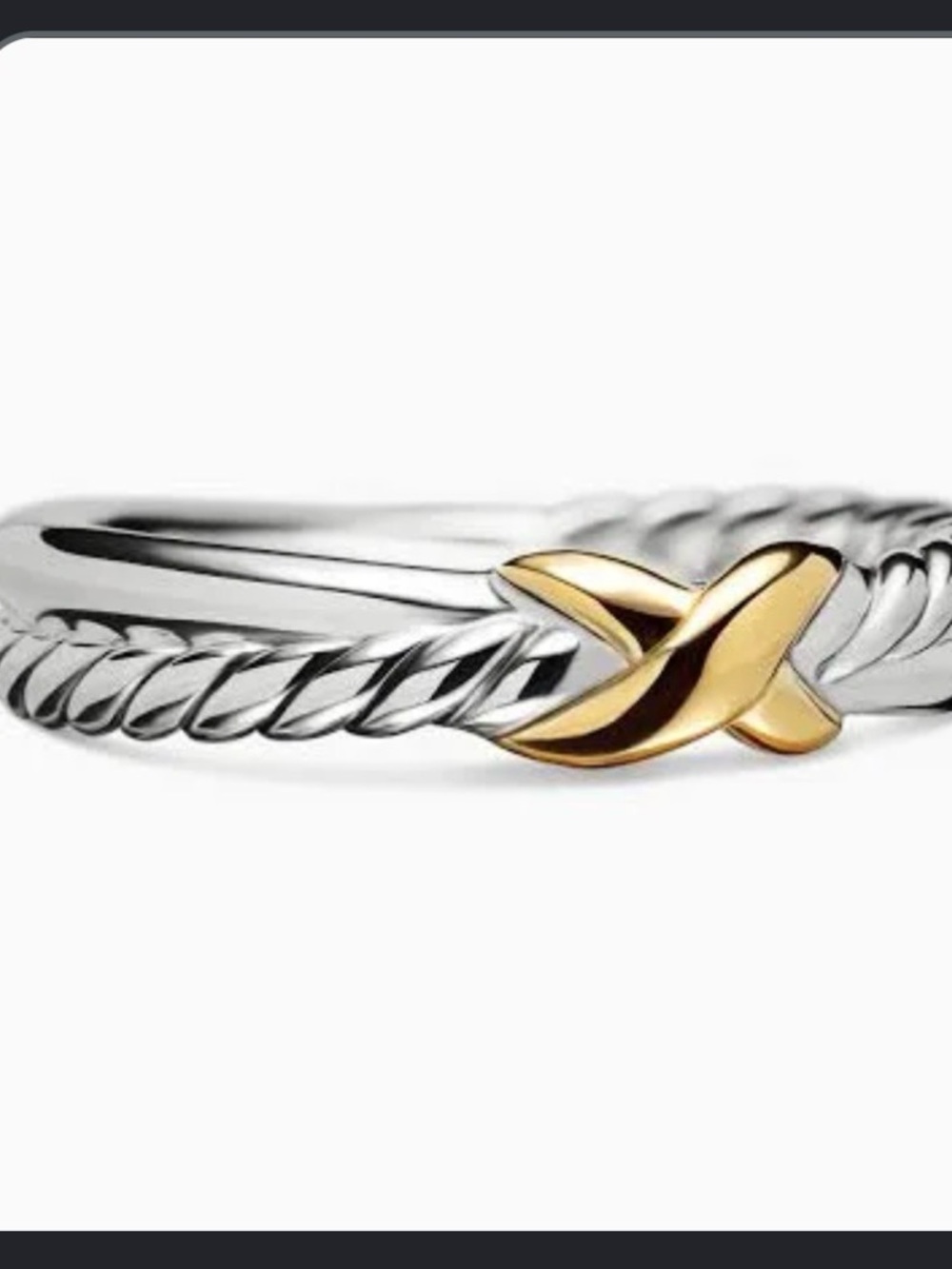 David Yurman Two-Tone Silver and Gold cross over collection ring - Picture 1 of 1